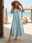 Women's Maxi Dress Round Neck Short Sleeve Striped Dot Pattern Ankle Length Flowy Summer Casual Blue Lightweight Breathable Fabric Various Sizes