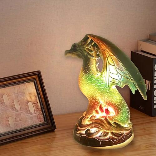 Resin Desk Lamp Animal Series Simulated Stained Glasss Decor Table Lamp Vintage Stained Bedside Lamp 15cm/5.9inch