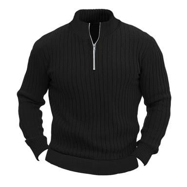 Men's Knitwear Pullover Ribbed Knit Regular Basic Plain Quarter Zip Keep Warm Modern Contemporary Daily Wear Going out Clothing Apparel Fall Winter Black White M L XL