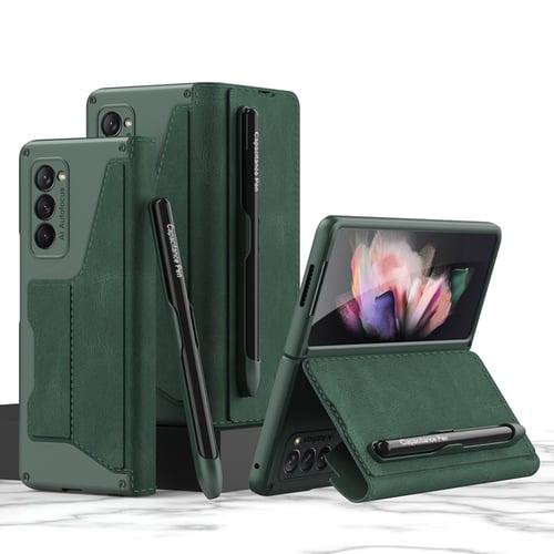 Phone Case For Samsung Galaxy Z Fold 6 Z Fold 5 Z Fold 4 Z Fold 3 Full Body Case Pencil Holder Dustproof Kickstand Solid Colored Armor PU Leather