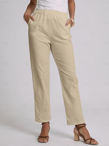 Women's Plus Size Loungewear Pants Simple Casual Comfort Pure Color Home Street Long Pant Blue Green Khaki Gray Summer Spring