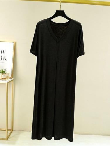 Women's Pajamas Nightgown Nightshirt Dress Pure Color Simple Casual Soft Home Daily Bed Modal Breathable V Wire Short Sleeve Summer Fall Home Outfits