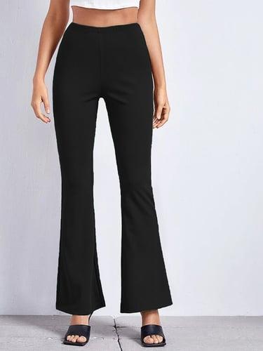 Women's Bell Bottom Pants Trousers Fashion Streetwear Full Length Mid Waist Floral Plain Elastic Waist Print Comfort Breathability Soft Micro-elastic Vacation Party Street Black Rainbow Rose Red