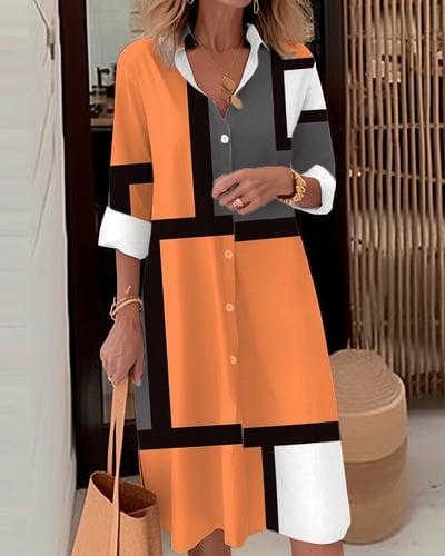 Women's Shirt Dress Casual Dress Midi Dress Outdoor Office Daily Fashion Modern Shirt Collar Button Pocket Long Sleeve Fall Winter Loose Fit Geometric Plaid