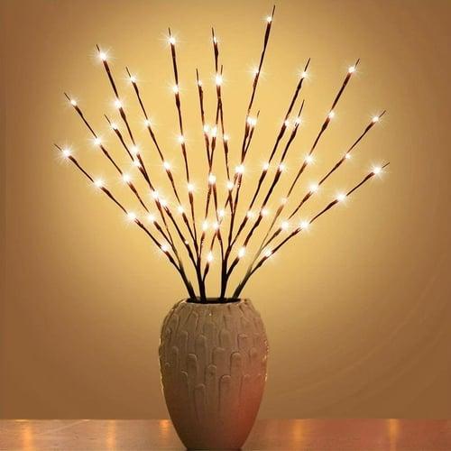 Warm White Led Branch Light, Battery Operated Lighted Branches Vase Filler Willow Twig Lighted Branch 30 Inch 20 LED For Christmas Home Party Decoration Indoor Outdoor Use
