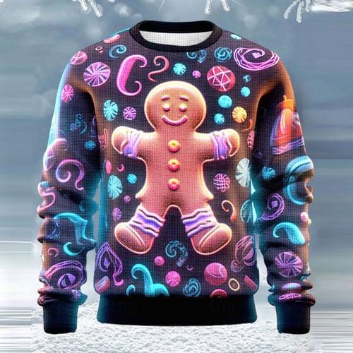 Ugly Christmas Sweater Men's Sweaters Rock Snowflake Gingerbread Pullover Jumper Knitwear Knitting New Years Eve Sweater Outdoor Daily Vacation Long Sleeve Crewneck Fall Winter Black Army Green Blue