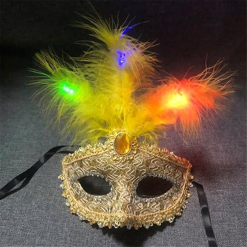 Carnival LED Feather Luminous Mask Half Face Princess Mask Eye Mask Festival Party Decoration Gift 1PC