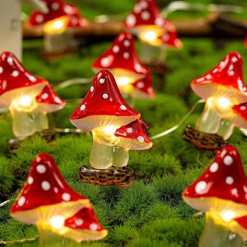 Mushroom String Lights Remote Control 8 Modes Lighting 10ft 30LEDs Battery Operation Home Bedroom Holiday Party Christmas Wedding Garden Decoration