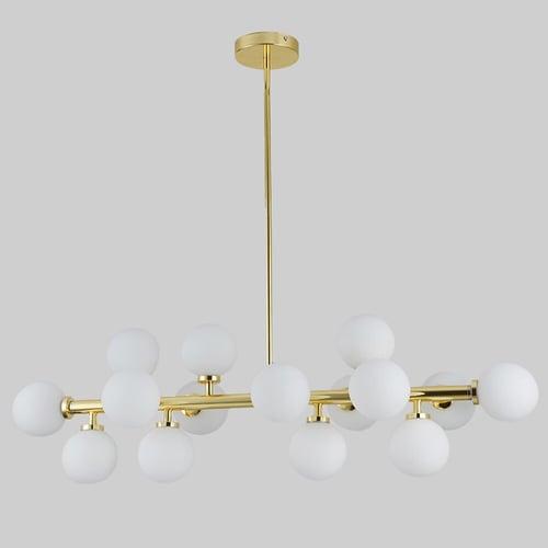 16 Bulbs 90cm(35.4") LED Gold Pendant Light Metal Glass Sputnik Electroplated 3.9" Lampshades Molecular Nordic Chandelier for Home Bedroom Kitchen 