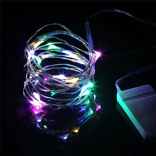 Elegant Wedding Reception Party 1pcs Button Battery Operated LED String Lights Silver Copper Wire 2m 20LED Fairy LED Holiday Decoration for Christmas Wedding