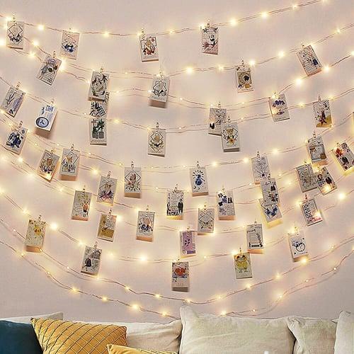 Photo Clip String Lights 10M with 100 Clips LED Fairy Lights for Dorm Party Garland Christmas Decoration Party Wedding Christmas String Lights