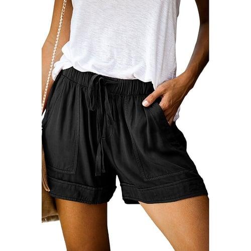 Women's Basic Essential Casual Shorts Wide Leg Baggy Pocket Short Daily Holiday Micro-elastic Simple Cotton Blend Lightweight Outdoor Mid Waist Light Blue Wine Red Pink ArmyGreen Orange & Red