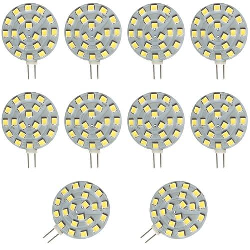 10pcs 2W G4 LED Disc Bi-pin Light Bulb 200lm 21LED SMD2835 Warm White 20W Halogen Equivalent for Puck Lights in RV Trailers Campers Automotive Lighting 12-24V