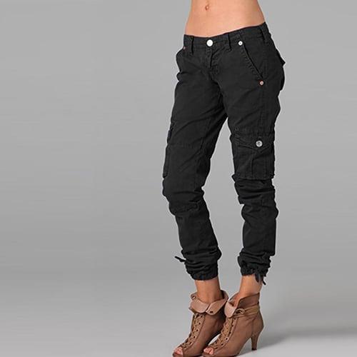 Women's Normal Cargo Pants Slacks Pants Trousers Chic & Modern Casual / Sporty Ankle-Length Mid Waist Plain Pocket Comfort Inelastic Sports Weekend ArmyGreen Black Deep Blue Khaki Summer Spring