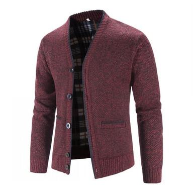 Men's Sweater Cardigan Fleece Sweater Knit Knitted Solid Color V Neck Stylish Daily Clothing Apparel Winter Red Blue XS S M
