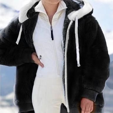 Women's Zip Hoodie Sweatshirt Fleece Jacket Pullover Sherpa Fleece Teddy Zipper Green Blue Purple Plain Round Neck Long Sleeve S M L XL 2XL 3XL / Winter / Fleece lined