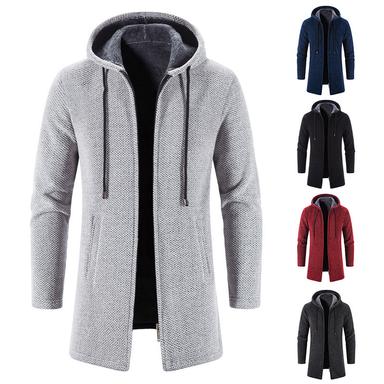 Men's Sweater Cardigan Sweater Sweater Hoodie Zip Sweater Sweater Jacket Ribbed Knit Tunic Knitted Solid Color Hooded Basic Stylish Outdoor Daily Clothing Apparel Winter Fall Black Wine M L XL