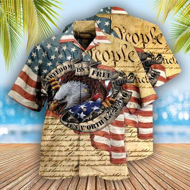 Men's Shirt Summer Hawaiian Shirt Graphic Prints Eagle American Flag Turndown Black White Yellow Light Green Pink Casual Hawaiian Short Sleeve Print Button-Down Clothing Apparel Tropical Fashion
