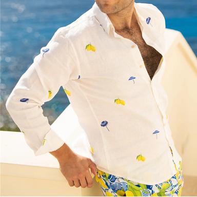 Men's Shirt Lemon Graphic Prints Turndown White Street Casual Long Sleeve Button-Down Print Clothing Apparel Tropical Fashion Streetwear Designer