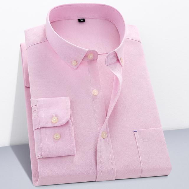 Men's Dress Shirt Oxford Shirt Black White Pink Red Long Sleeve Plaid Square Neck Spring & Fall Wedding Outdoor Clothing Apparel Button-Down