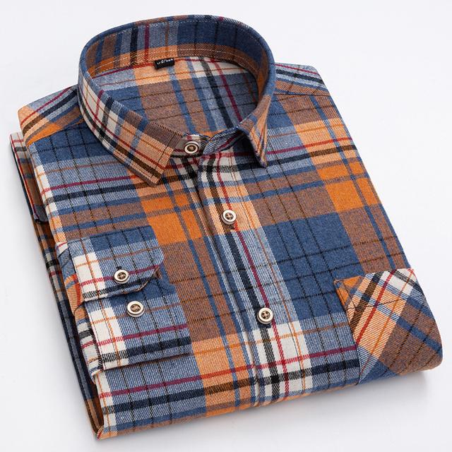 Men's Dress Shirt Light Blue Black White Light Green Long Sleeve Stripes and Plaid Turndown Spring & Fall All Seasons Wedding Office & Career Clothing Apparel